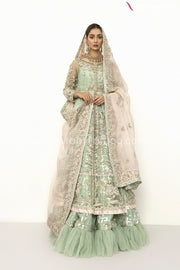 Bridal Lehenga Pakistani in Aqua