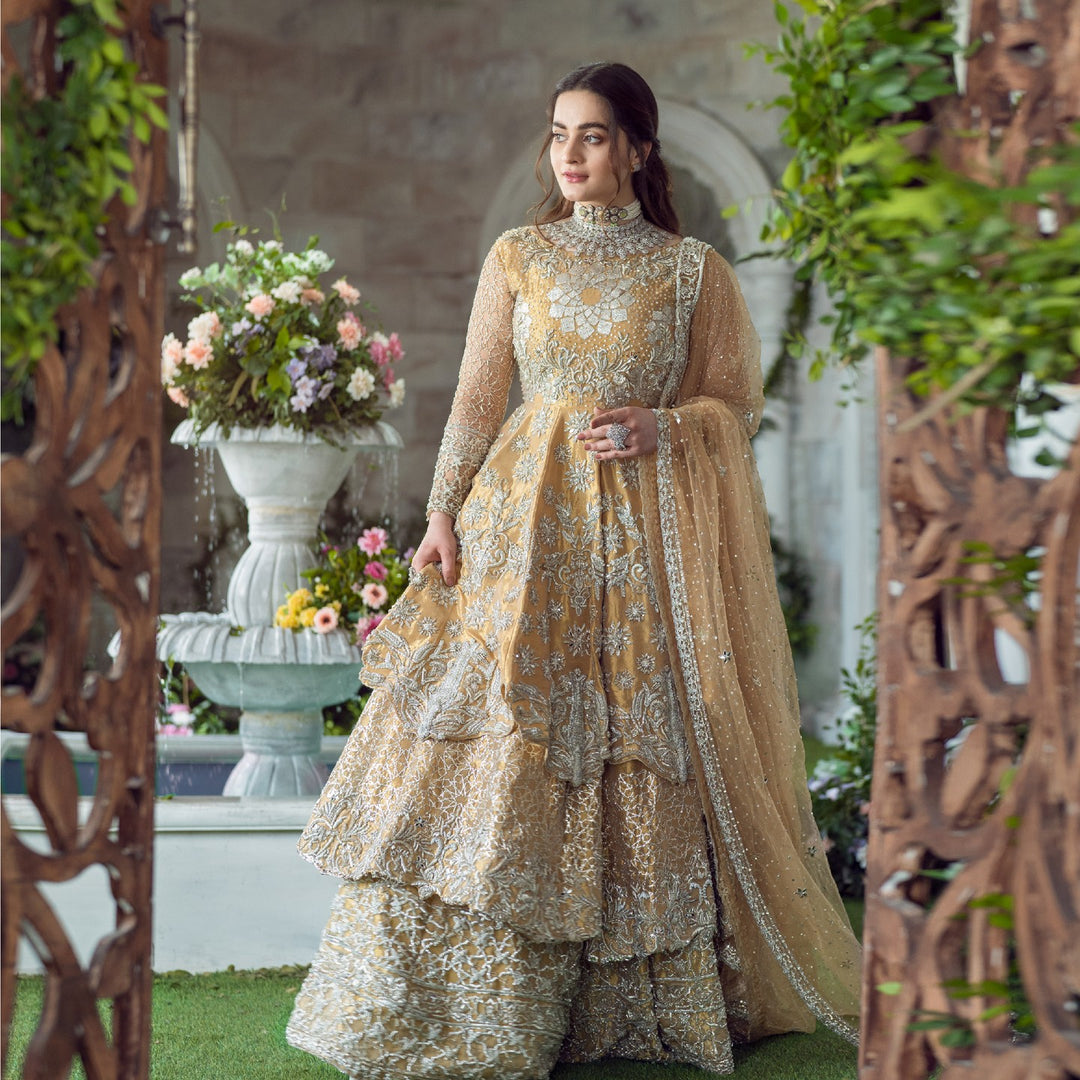 Elegant Yellow Peplum Bridal Lehenga - Pakistani Bridal Dress
