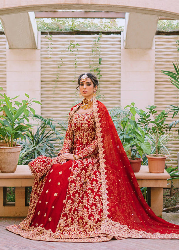 Bridal Lehenga in Red and Golden Colour 
