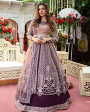 Bridal Lehenga with Front Open Gown Pakistani Dress