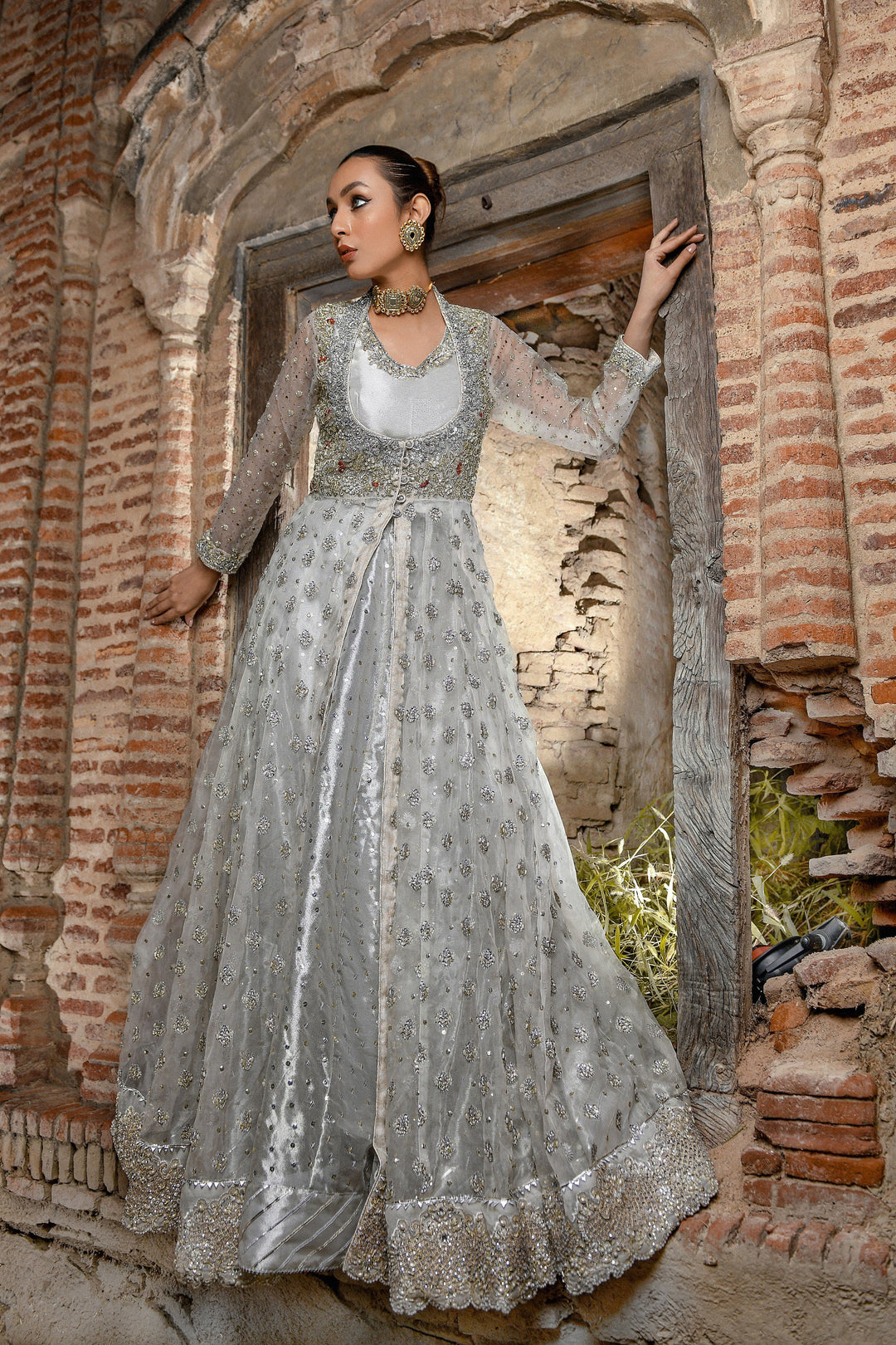 Bridal Lehenga with Front Open Long Frock Dress