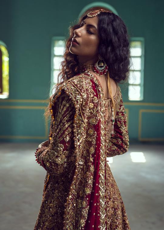 Bridal Lehenga with Long Trail Gown