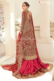 Bridal Lehenga with Traditional Pishwas in Red
