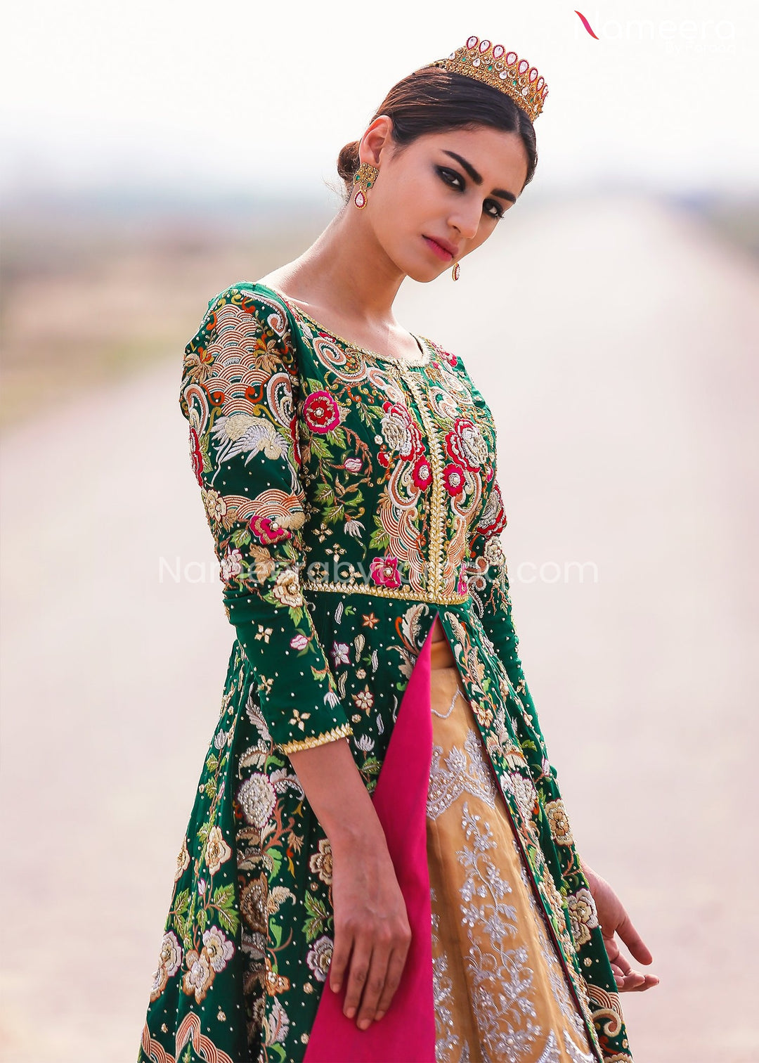 Bridal Maxi Dress for Wedding with Embroidery #BR137