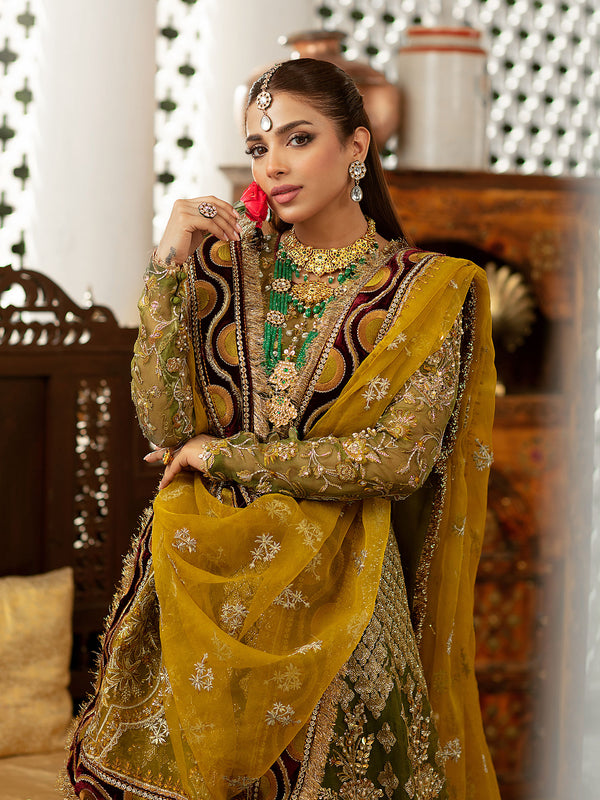 Exquisite Pakistani Bridal Dress: Pishwas Frock & Lehenga