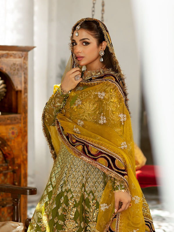 Exquisite Pakistani Bridal Dress: Pishwas Frock & Lehenga