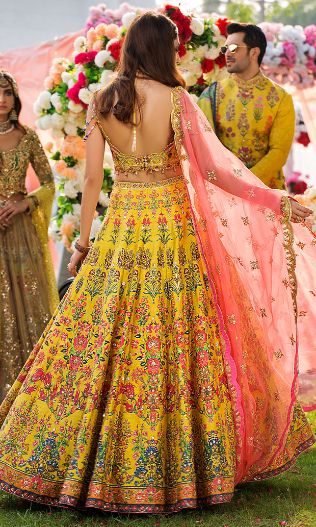 Bridal Mehndi Lehnga Choli for Wedding Backside View