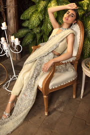 Bridal Net Saree in Ivory Color Close Up