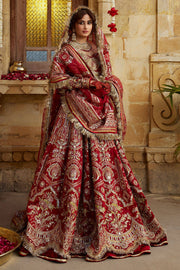 Bridal Red Lehenga Choli Dupatta in Premium Raw Silk Online