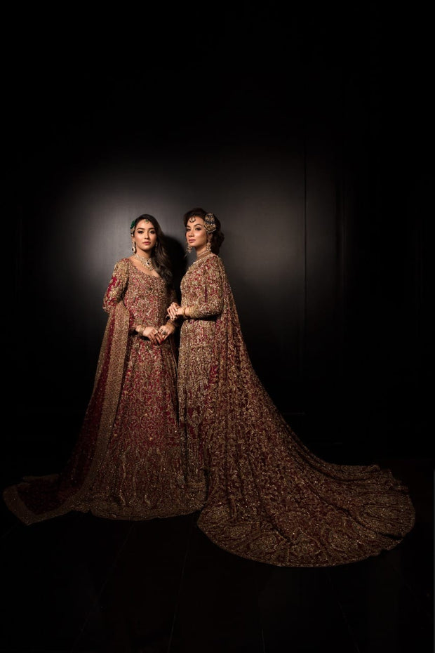 bridal red net lehenga gown indian attire 