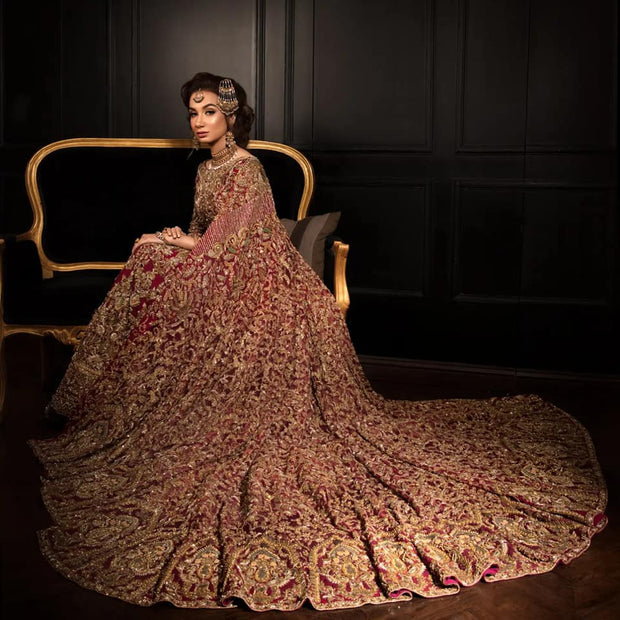 Bridal Red Net Lehenga Gown Indian Dress