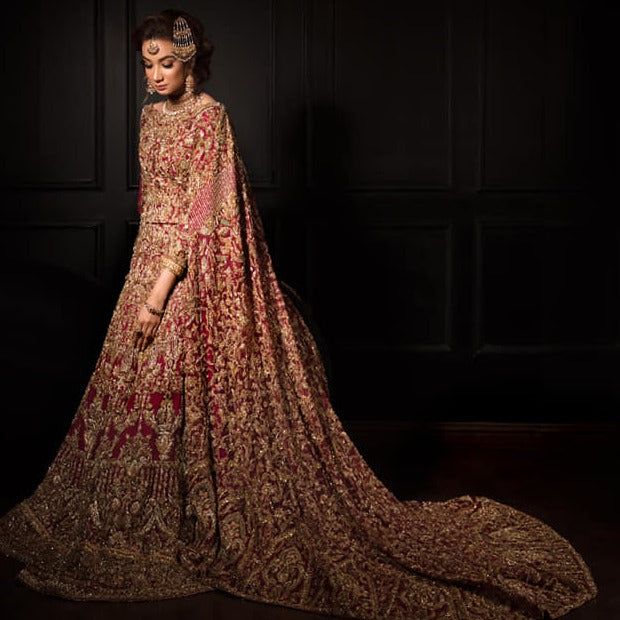 Bridal Red Net Lehenga Gown
