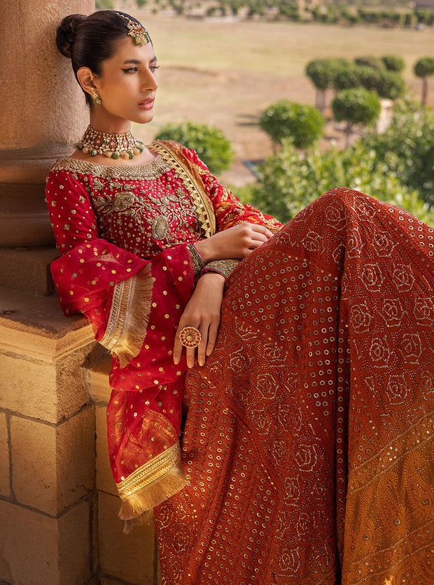 Bridal Red and Gold Lehnga Cholis Dress
