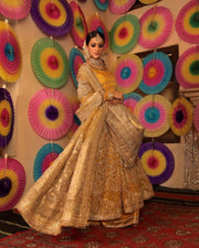 Bridal Royal Anarkali Frock Sharara Yellow Mehndi Dress