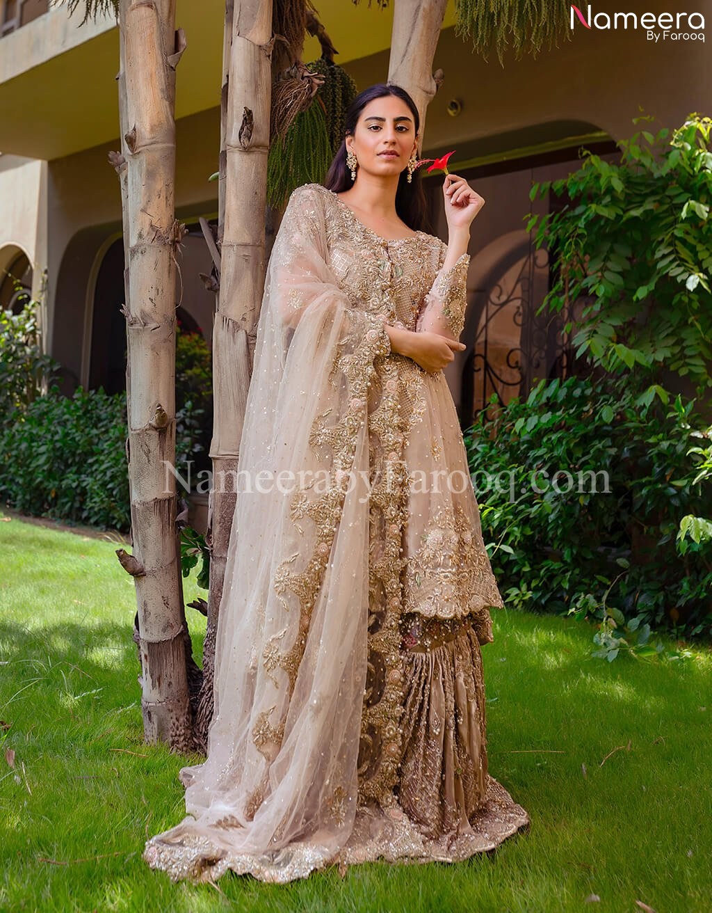 bridal short frock with lehenga
