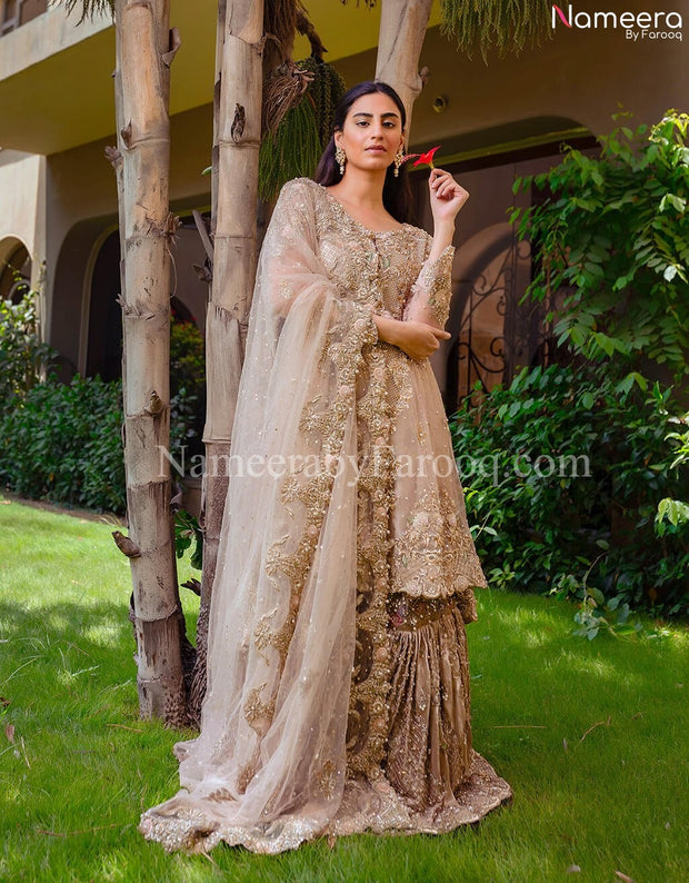 bridal short frock with lehenga