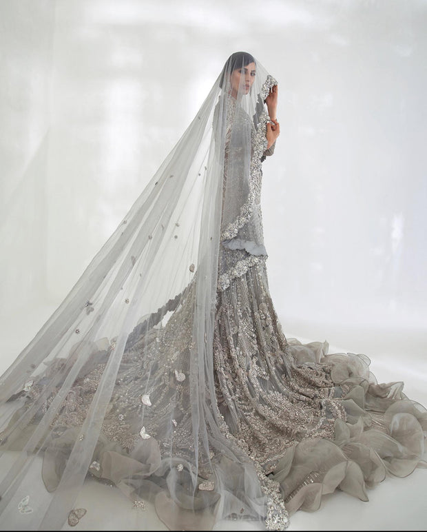 Bridal Silver Lehenga Blouse 