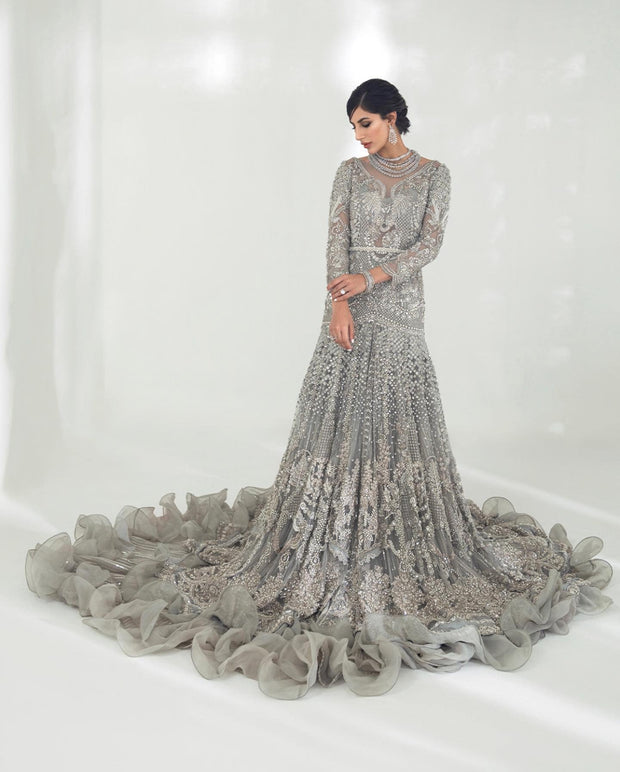 Bridal Silver Lehenga Blouse and Silver Dupatta for Lehenga 2022