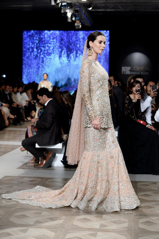 Bridal Tea Pink Ruffle Lehnga 