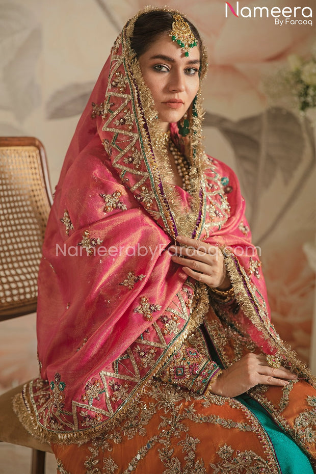 Bridal Traditional Pishwas and Sharara Mehndi Dress