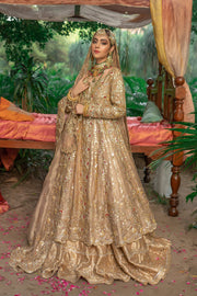 Bridal Wear Golden Lehenga Gown for Indian Bridal Wear