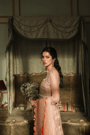Bridal Wedding Dress in Open Gown Dupatta and Lehenga Style