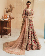 Bridal Wedding Dress in Red Lehenga Choli Dupatta Style