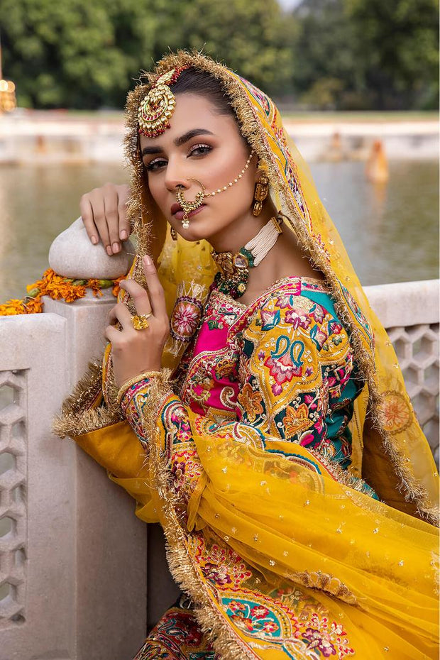 Bridal Yellow Dresses for Mehndi in Sharara Kameez 2022