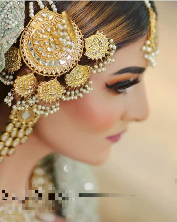 Bridal Gold Kundan Heavy Necklace Jhumar Closeup