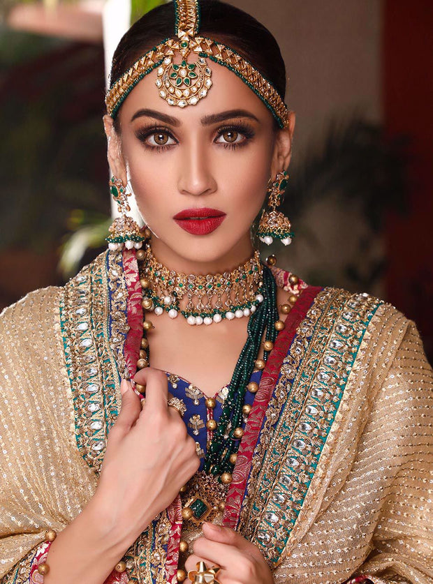 Bridal Wear Pakistani in Gold Color Close Up