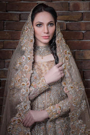 Elegant Pakistani bridal lehnga outfit in copper color # B3315