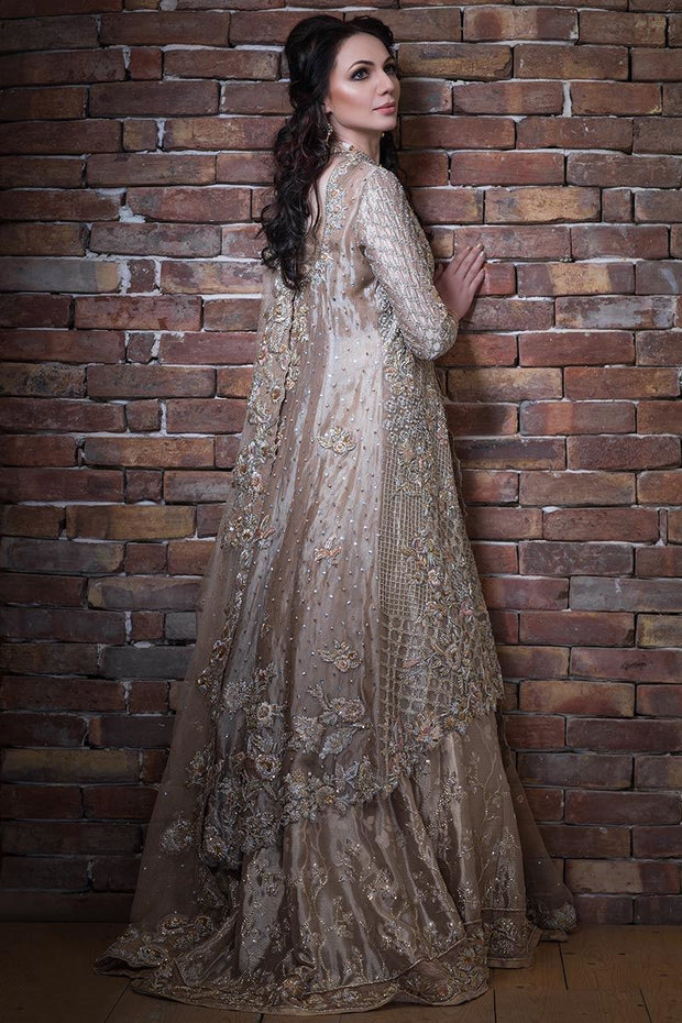 Elegant Pakistani bridal lehnga outfit in copper color # B3315