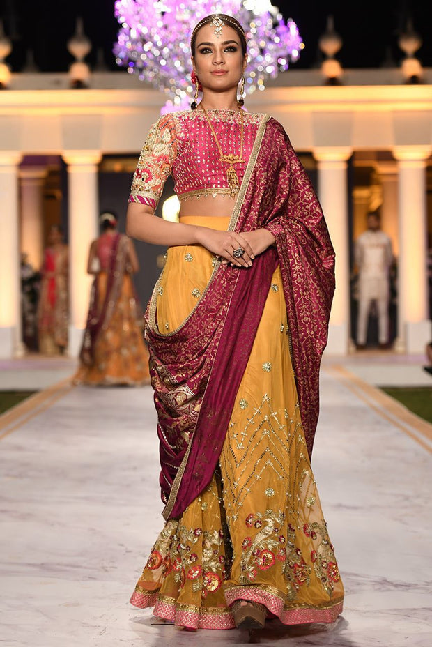 Beautiful designer bridal mehendi dress embroidered in yellow color # B3425