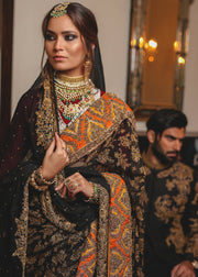 Designer bridal saree with multi work in black color # B3336