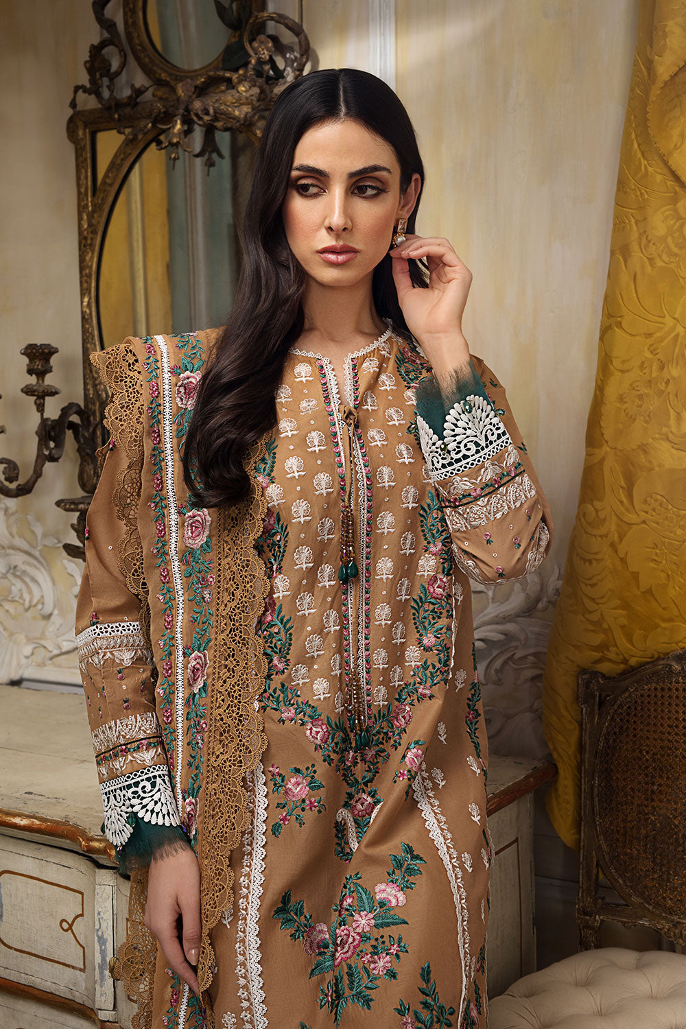 Brown Chikankar Kameez Salwar Pakistani Party Wear 2023