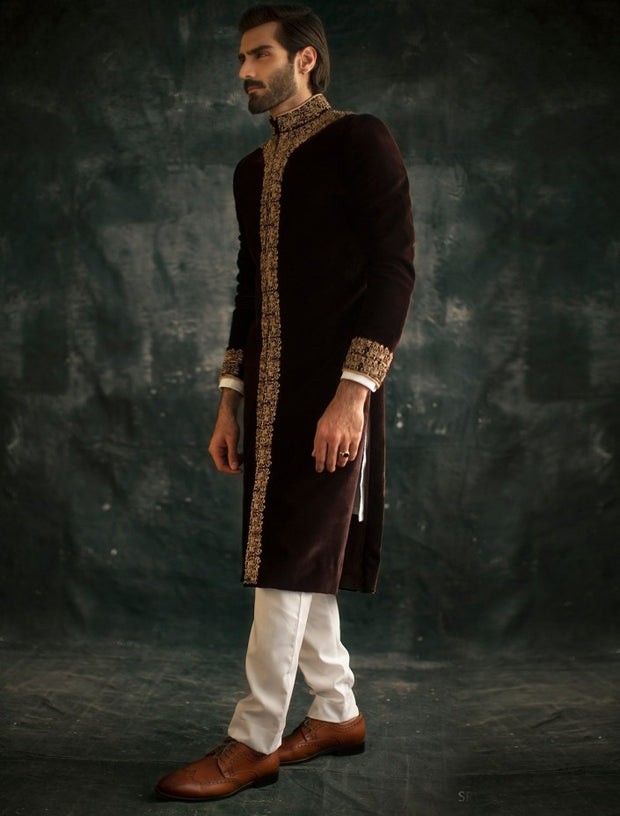 Brown Mens Pakistani Sherwani for Wedding 