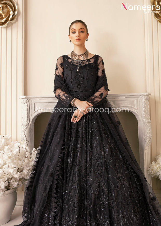 Latest Black Maxi Dress Pakistani for Girls 2021 #PR346