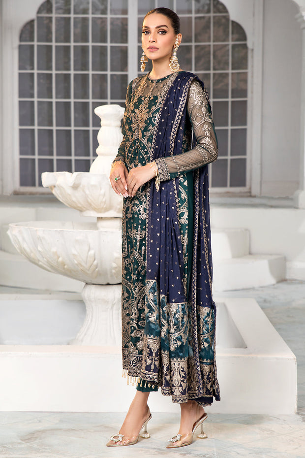 Buy Green Pakistani Kameez in Capri Style with Dupatta party Wear