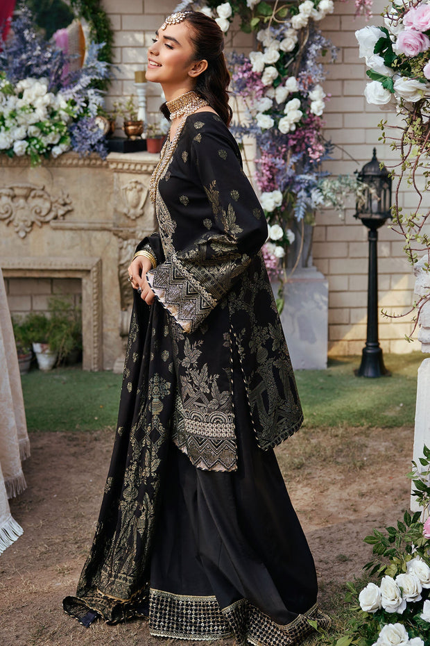 Jet Black Embroidered Kameez Trousers Pakistani Eid Dress