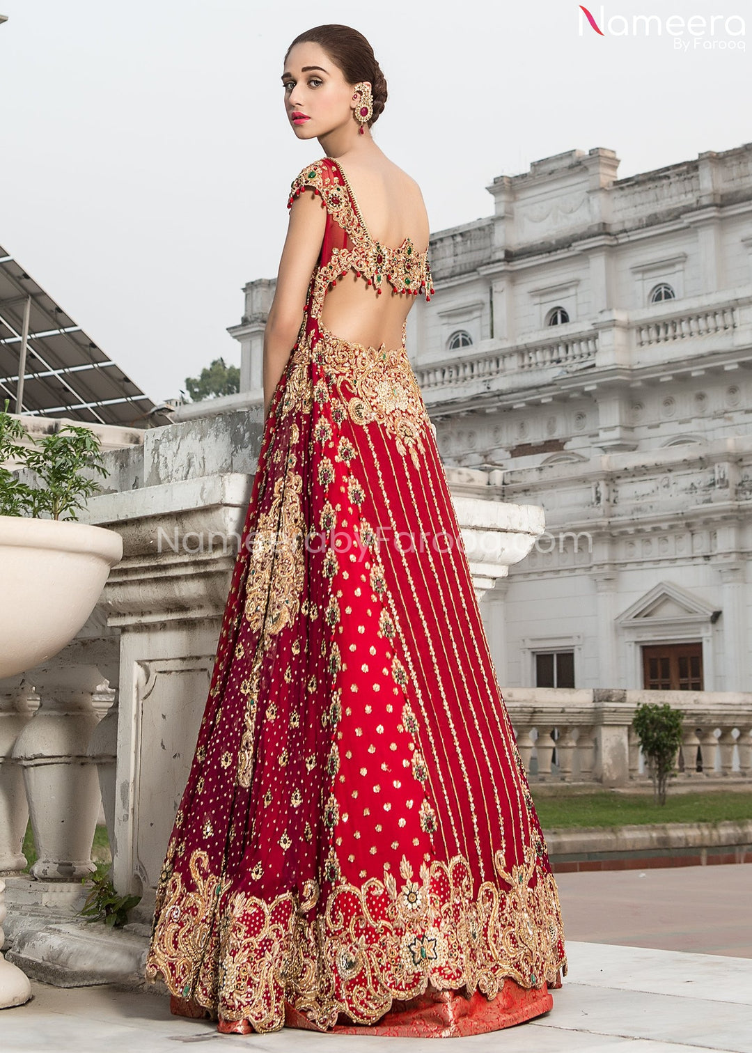 Latest Pakistani Red Wedding Dress Online 2021 Back Side
