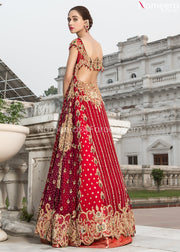 Latest Pakistani Red Wedding Dress Online 2021 Back Side