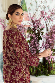 Buy Maroon Embroidered Chiffon Pakistani Long Shirt Eid Dress