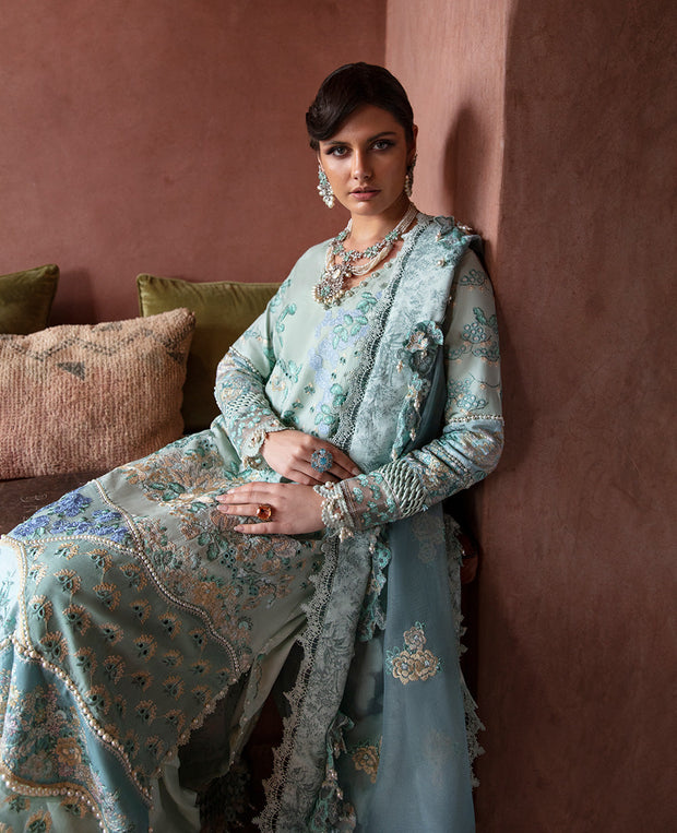 Buy Mint Green Heavily embellished Pakistani Kameez Salwar Suit with Dupatta