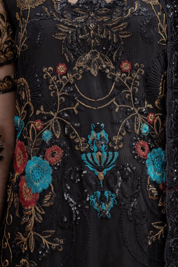 Designer Embroidered Black Salwar Kameez Trousers Pakistani Party Dress