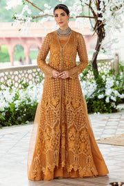 Buy Mustard Silk Net Embroidered Pishwas Pakistani Eid Wear
