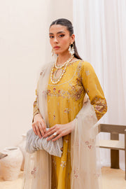 Buy Mustered Embellished Frock Trousers Pakistani Party Wear