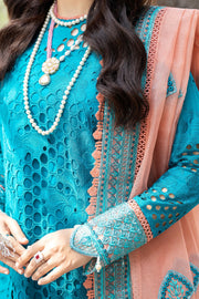 Buy Pakistani Blue Embroidered Kameez with Capri and Dupatta Party Dress 2023