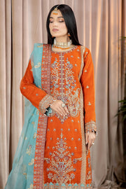 Buy Pakistani Embellished Orange Long Kameez Trousers Party Dress