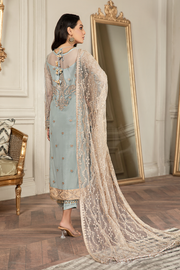 Buy Pakistani Embroidered Sky Blue Kameez in Capri Style Party Wear 2023