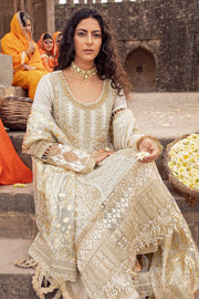 Buy Pakistani Golden Embellished White Kameez trousers Eid Dress
